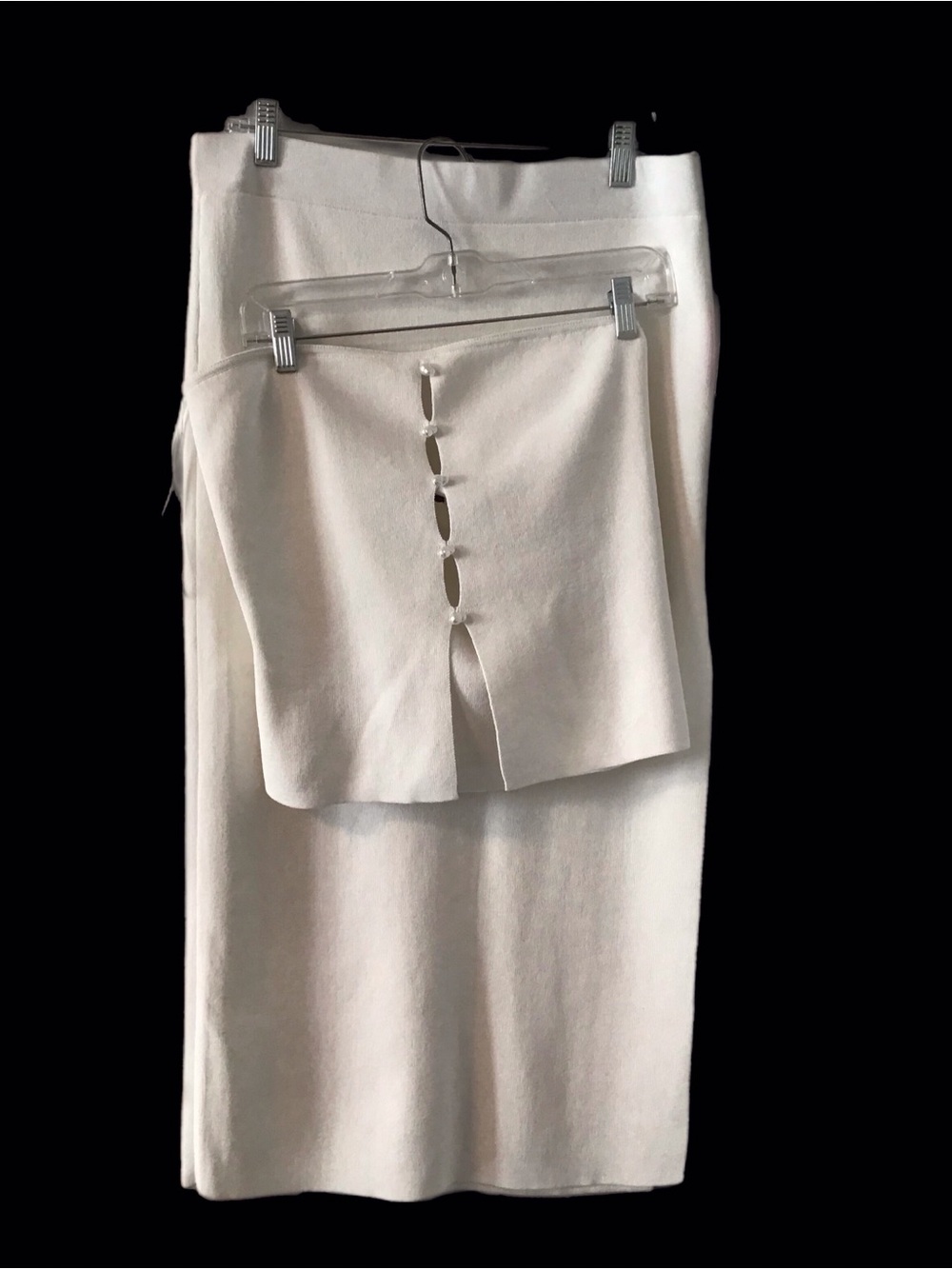 Wild Fable Cream 2 piece set Midi Skirt with Front Button Slit/Strapless Top